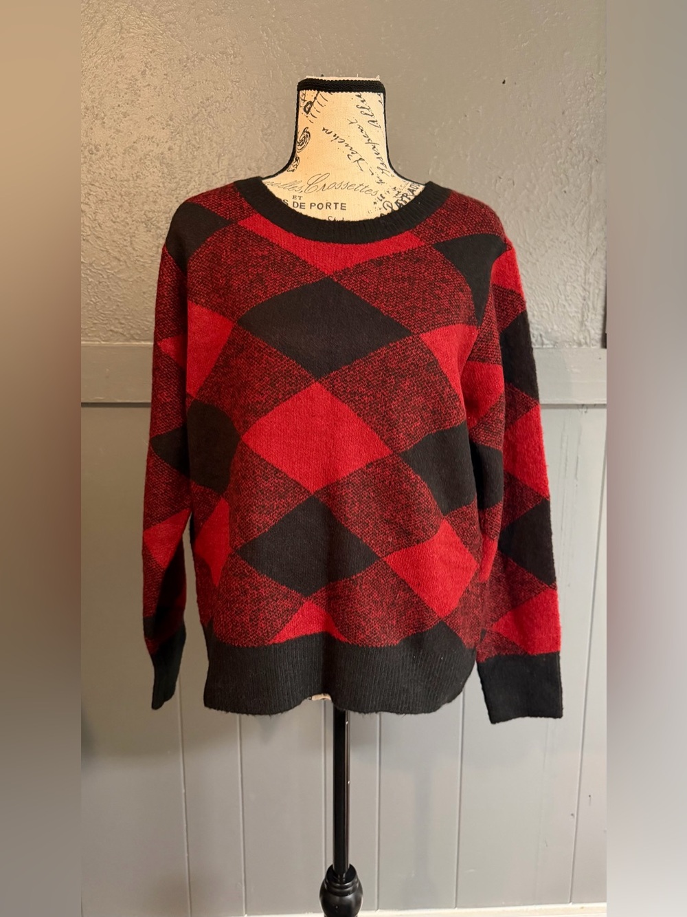 Ricki's Red and Black Argyle Sweater
